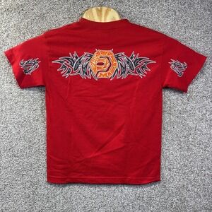 OP Shirt Kids Medium Red Short Sleeve Diamond Tribal Pacific Graphic Logo‎ Tee